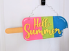 Hello Summer DIY Door Hanger Kit Popsicle Project Kit painted wood