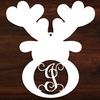 Wood Christmas Reindeer Monogram Ornament | High Gloss White  | Holiday Decor Initial