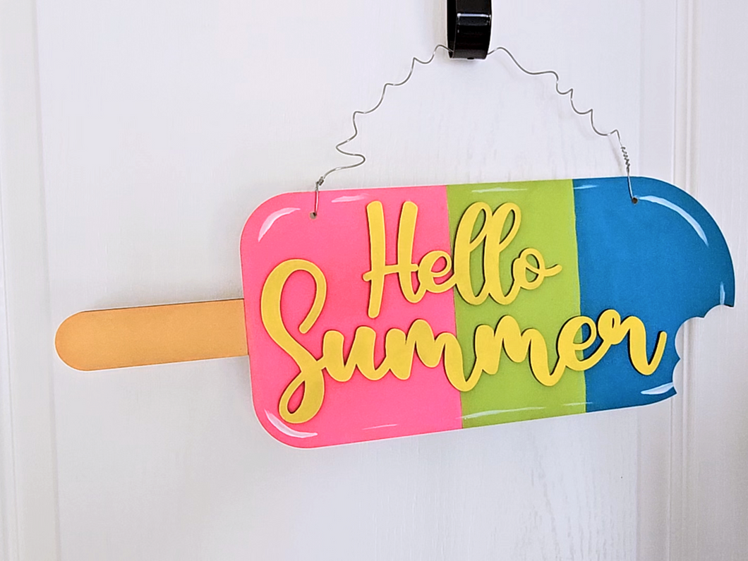 Hello Summer Popsicle Door Hanger