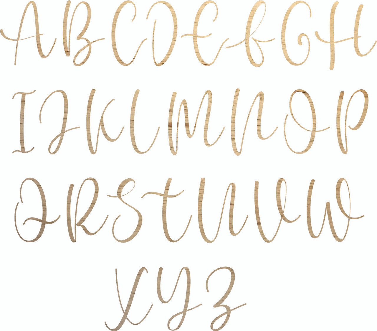 Script Wooden Letters, Paintable Cursive Wood Lettering