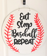 "Eat Sleep Baseball Repeat" Door Hanger Wreath Decoration