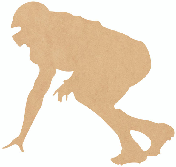 Football Player Crouching Cutout, Unfinished Wooden Craft