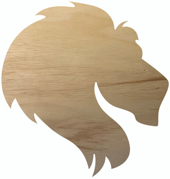 Wood Lion Head Unfinished Shape, Paintable Craft Mascot