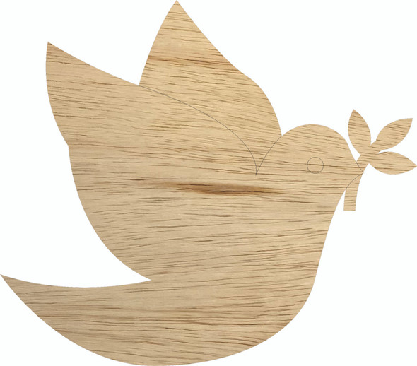 Unpainted Wood Dove Cutout, Paintable Paint by Line Craft