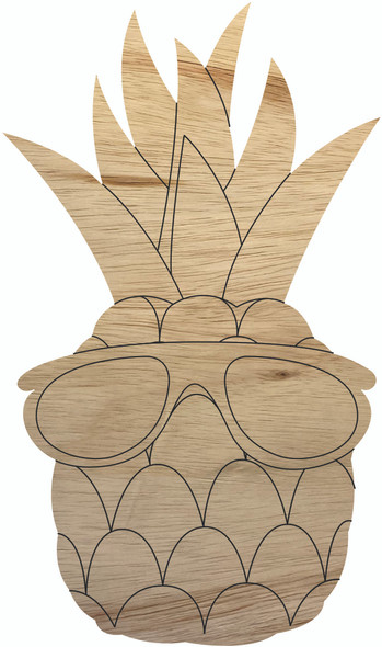 Unfinished Cool Pineapple Wood Shape, Paintable Glasses