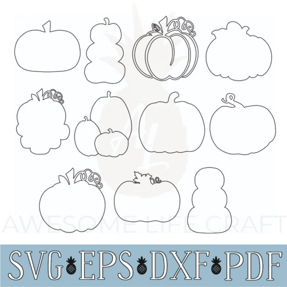 SVG Pumpkin Fall Bundle 11 Files, EPS Download File Bundle