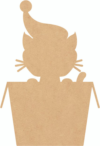 Wooden Cat in the Box Craft MDF Door Hanger, Blank Holiday Shape