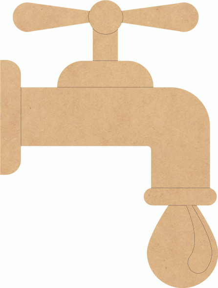 Unfinished Water Faucet Wooden Cutout, Blank PBL Craft