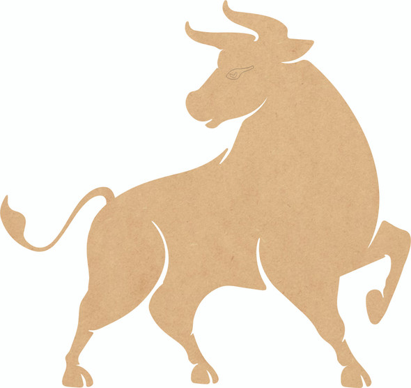 Wooden Bull Cutout, Unfinished Bull Paintable Wood Craft