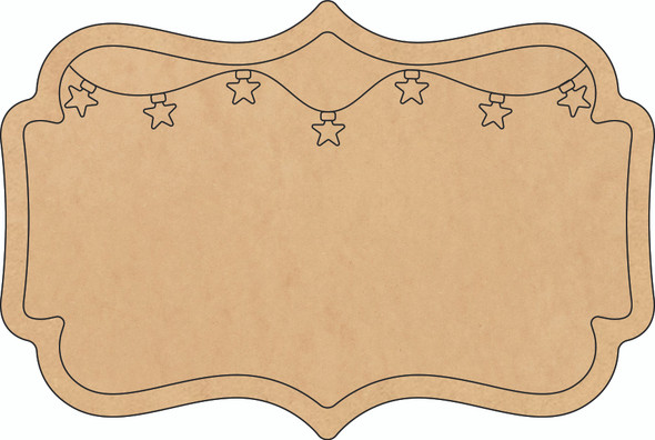 Christmas Label with Stars Wood Shape, Unfinished Plaque Cutout