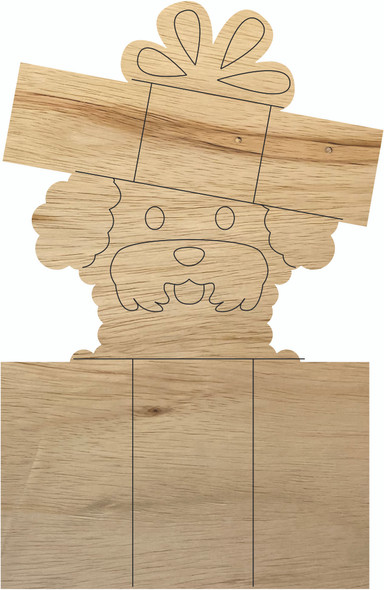 Wooden Christmas Gift Dog Cutout, Unfinished Holiday Dog Shape MDF