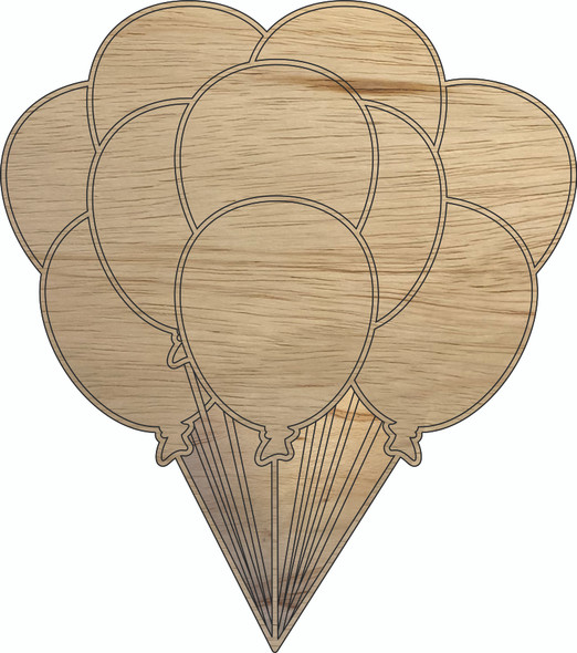 Balloons Wood Craft Shape, Blank Birthday Cutout, Paint By Line