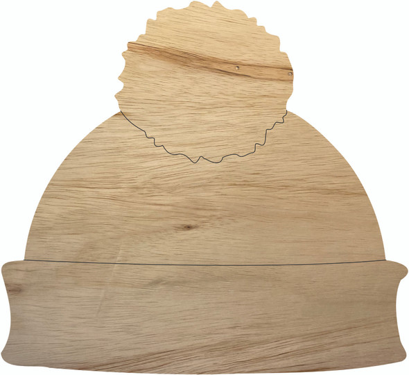 Wooden Winter Hat Craft Shape, Unfinished Winter Cap Cutout, DIY
