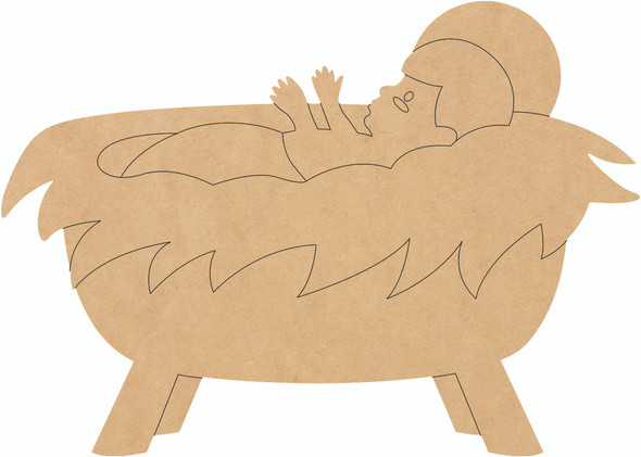 Wood Nativity Scene Baby Jesus Shape, Blank Baby Jesus Craft Cutout