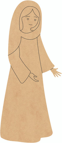 Wood Nativity Scene Mary Craft Shape, Unfinished Christmas Cutout