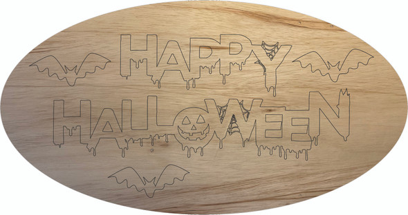 Wood Happy Halloween Circle Shape, Blank Paintable Cutout Craft