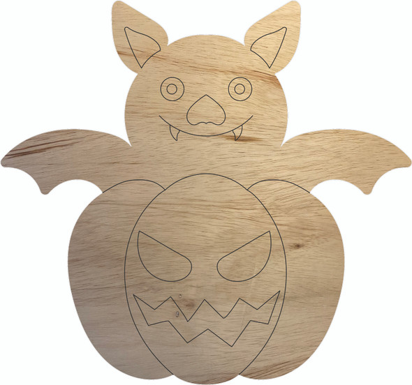 Halloween Bat Jack-O-Lantern Shape, Unfinished Pumpkin Wood