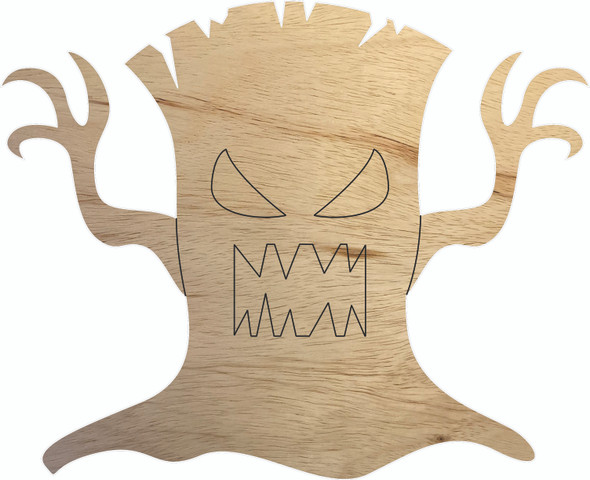 Creepy Halloween Tree Shape, Unfinished Paintable DIY Cutout