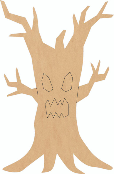 Wooden Creepy Tree MDF Shape, Halloween Engraved Cutout
