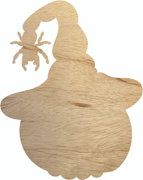 Wooden Pumpkin With Hat Shape, Unfinished Cutout, Paintable
