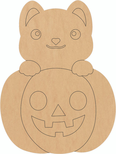 Halloween Cat Jack-O-Lantern Acrylic Shape, Craft Pumpkin