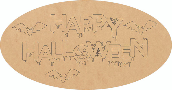 Happy Halloween Circle Acrylic Shape, Glitter DIY Craft