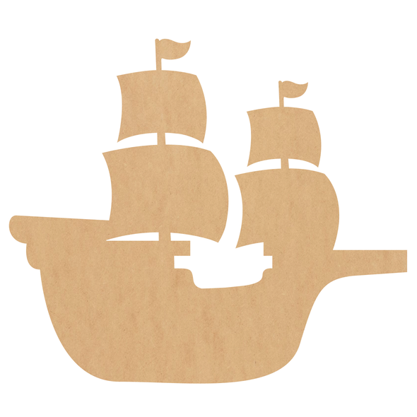 Unfinished Ship Craft Cutout, Wooden Paintable Ship Shape