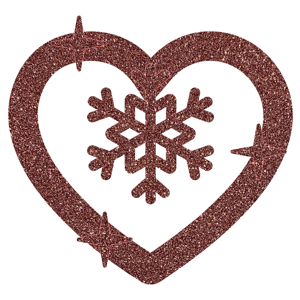 Acrylic Yuletide Heart Christmas Snowflake Shape, Glitter Craft