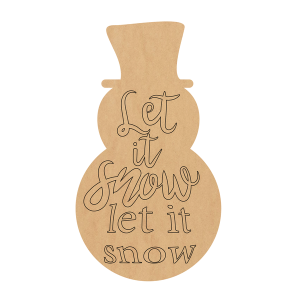 Let It Snow Wooden Snowman Shape, Unfinished Christmas