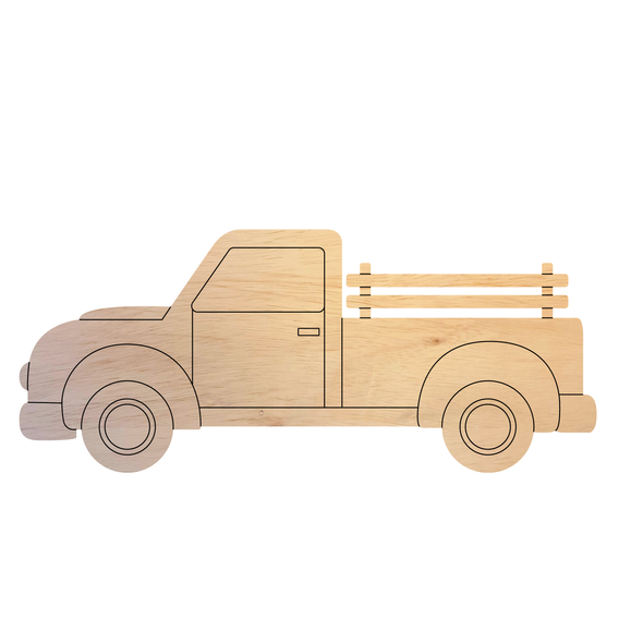 Old Truck Wood Cutout, Unfinished Holiday Truck Shape, DIY