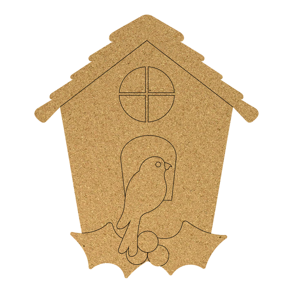 Winter Birdhouse Cork Board Shape, Christmas Craft Cutout