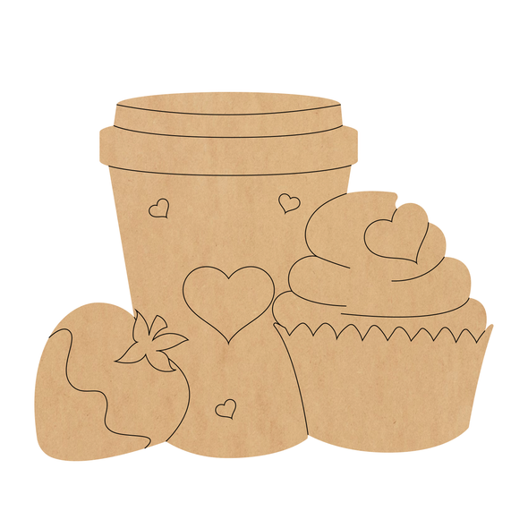 Wood Valentine Cupcake Shape, Wooden Valentine Coffee Cutout
