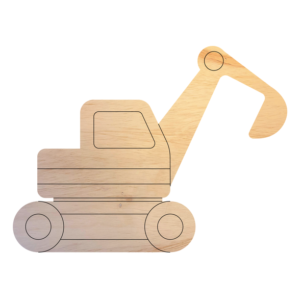 Excavator  Wood Shape, Unfinished Construction Cutout, Kids