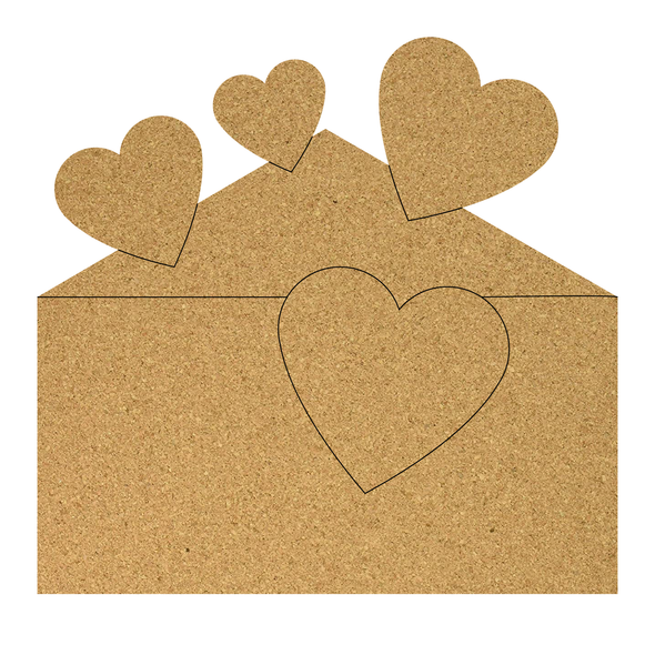 Valentine Heart Envelope Cork Board Shape, Heart Craft Cutout