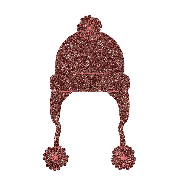 Cold Winter Hat Acrylic Shape, Glitter Winter Cutout