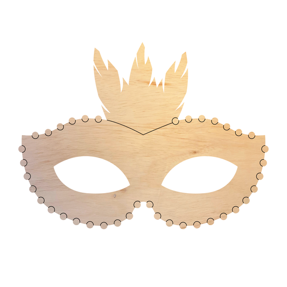 Mardi Gras Mask Wood Shape, Unfinished Craft Cutout