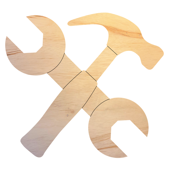 Crossed Hammers Wood Shape, Unfinished Hammers Cutout