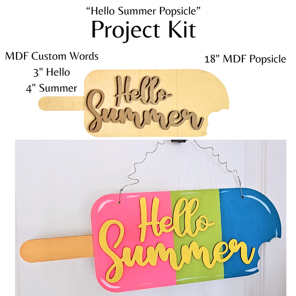 Hello Summer DIY Door Hanger Kit Popsicle Project Kit