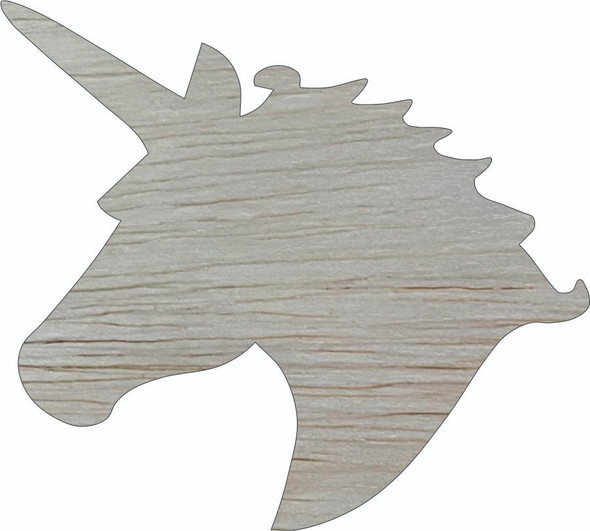 Unicorn Head Wood Shape, Unfinished Real Wooden Kids Cutout