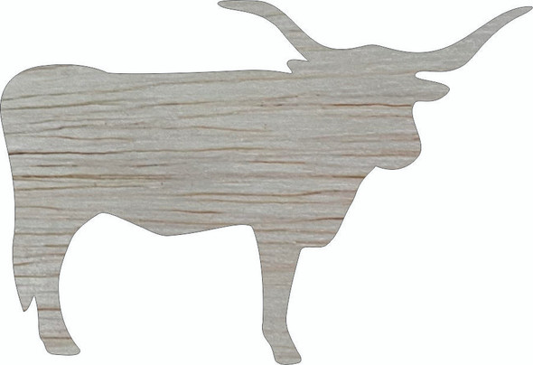 Longhorn Wood Shape, Unfinished Bull Animal Wooden Cutout