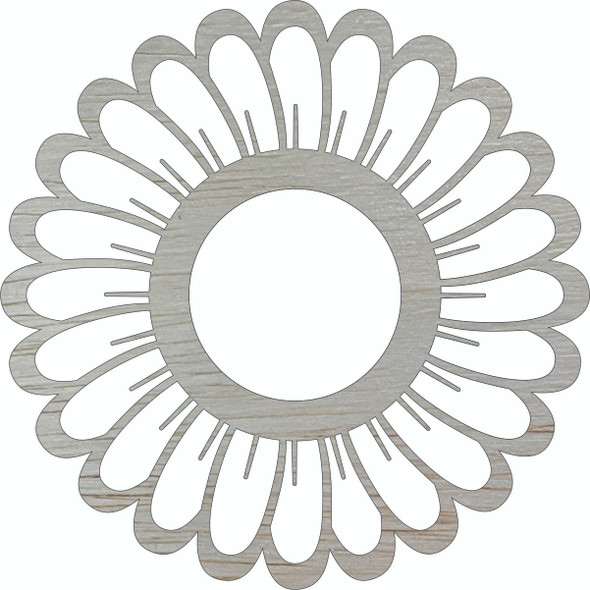 Wooden Sunflower with Cutouts, Unfinished Wood Blank