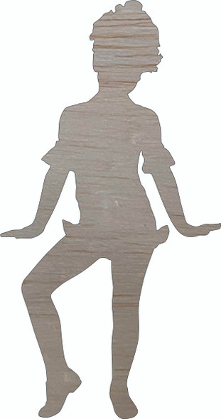 Wooden Dancing Girl Cutout, Unfinished Wood Blank