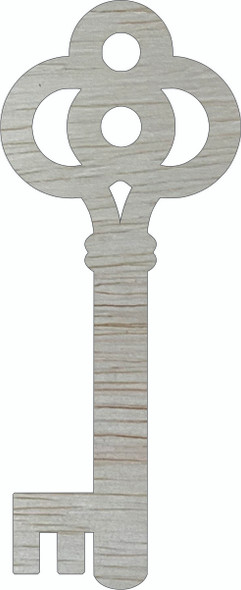 Unpainted Key Wooden Cutout, Unfinished Blank
