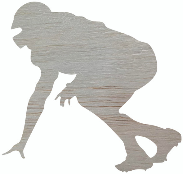 Football Player Crouching Wood Shape, Unfinished Paintable Craft