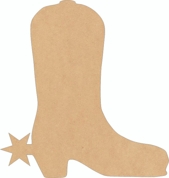 Cowboy Boot with Star Wood Shape, Unfinished Wooden Cutout