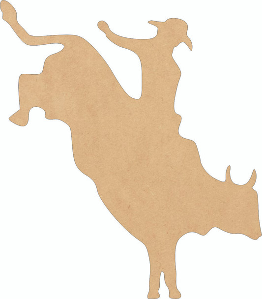 Wood Cowboy Riding Bull Shape, Unfinished MDF Craft, DIY