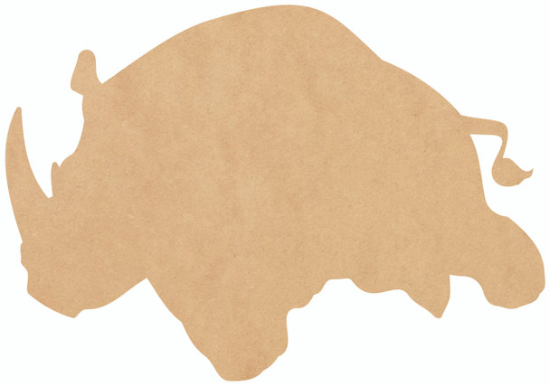 Wooden Rhino Running MDF Cutout, Blank Animal Shape