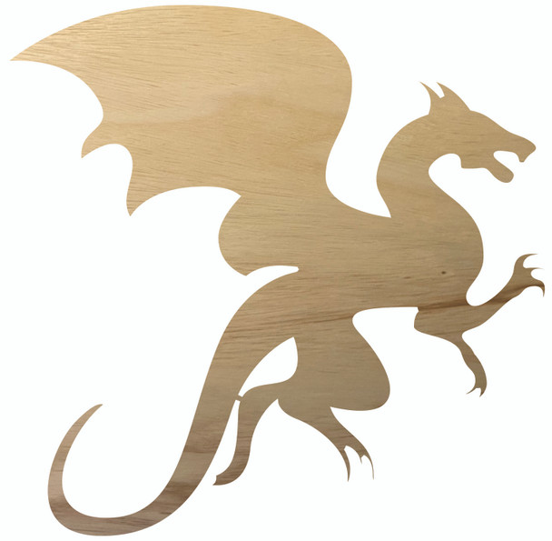 Wood Dragon Flying Cutout, Unfinished Real Wooden Craft