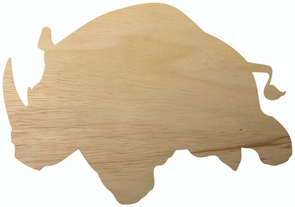 Rhino Running Craft Shape, Wooden Rhino Paintable Cutout
