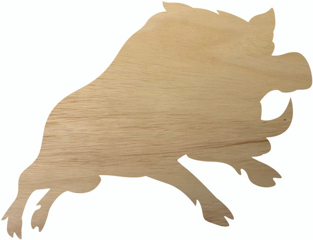 Wood Wild Boar Mascot Cutout, Unfinished Boar Craft Hanger